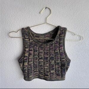 Green/purple/yellow knitted crop